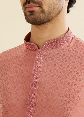 Manyavar Men Glorious Pink Kurta Pajama Ensemble