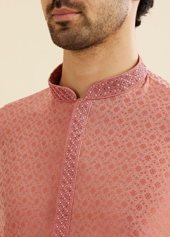Manyavar Men Glorious Pink Kurta Pajama Ensemble