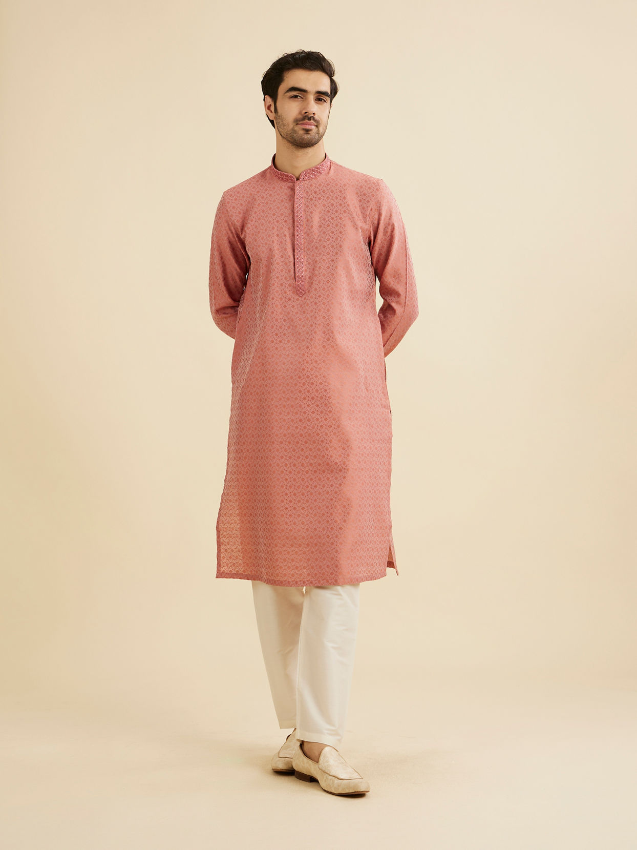 Manyavar Men Glorious Pink Kurta Pajama Ensemble