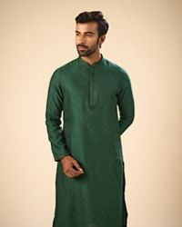 Manyavar Men Dark Green Serenity Kurta Pajama