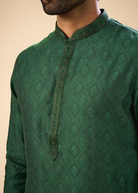 Manyavar Men Dark Green Serenity Kurta Pajama