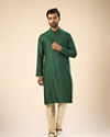 Manyavar Men Dark Green Serenity Kurta Pajama