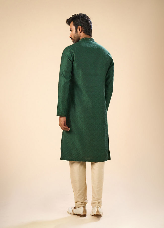Manyavar Men Dark Green Serenity Kurta Pajama