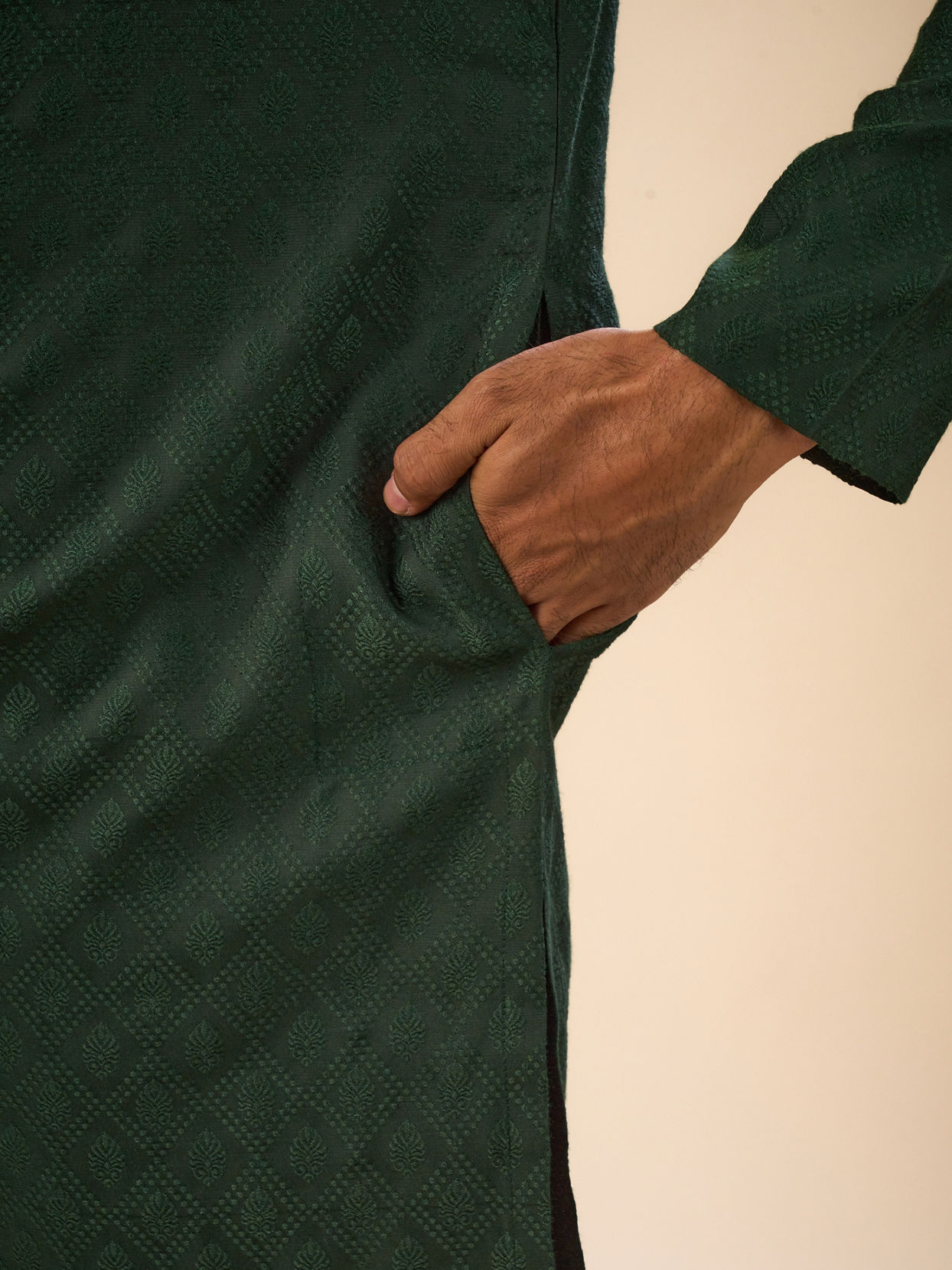 Manyavar Men Dark Green Serenity Kurta Pajama