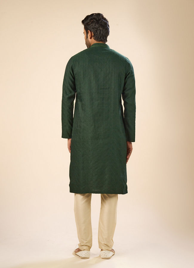 Manyavar Men Dark Green Serenity Kurta Pajama