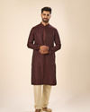 Manyavar Men Wine Elegance Kurta Pajama