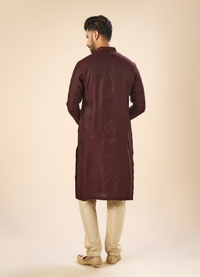 Manyavar Men Wine Elegance Kurta Pajama
