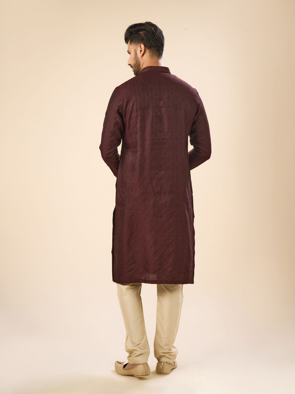Manyavar Men Wine Elegance Kurta Pajama