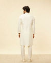Manyavar Men Warm Cream Diamond Patterned Kurta Set