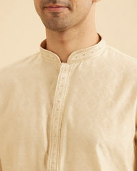 Manyavar Men Flaunting Beige Elegance Kurta Pajama