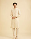 Manyavar Men Flaunting Beige Elegance Kurta Pajama