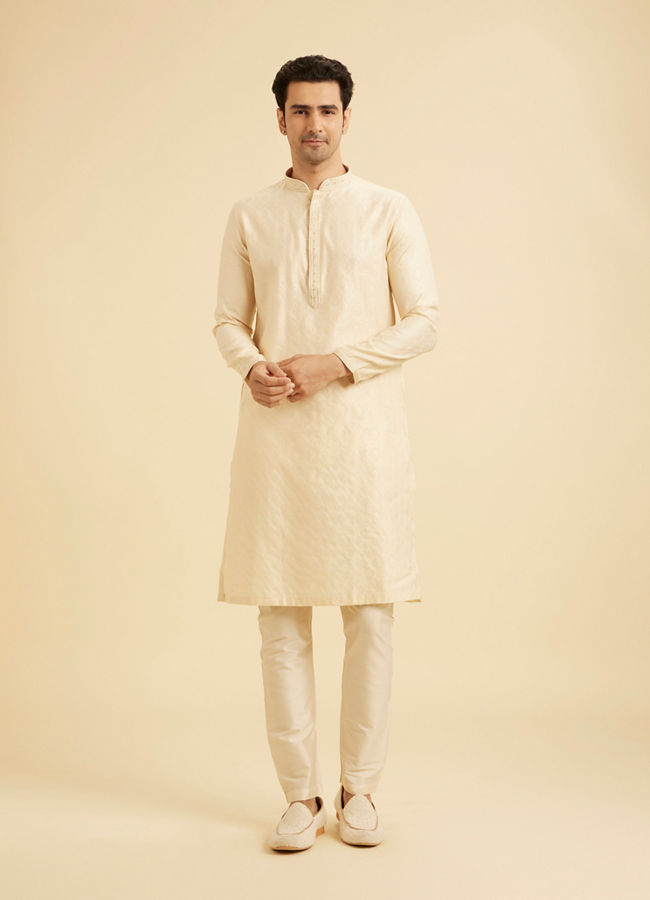 Manyavar Men Flaunting Beige Elegance Kurta Pajama