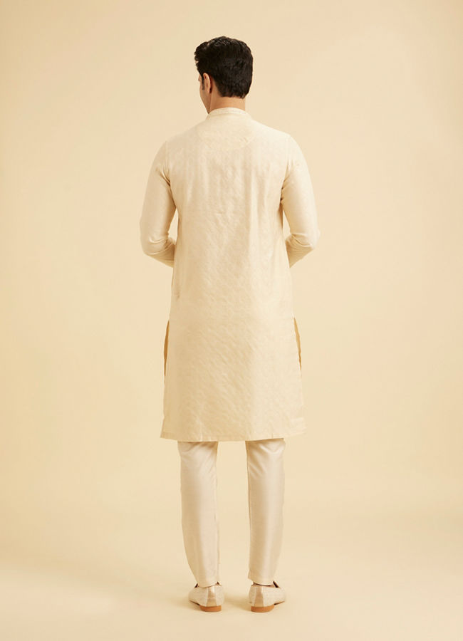 Manyavar Men Flaunting Beige Elegance Kurta Pajama