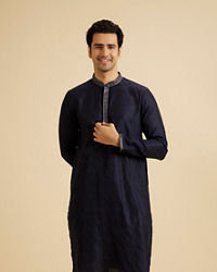 Manyavar Men Regal Dark Blue Kurta Pajama Set