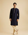 Manyavar Men Regal Dark Blue Kurta Pajama Set