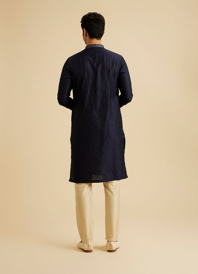 Manyavar Men Regal Dark Blue Kurta Pajama Set