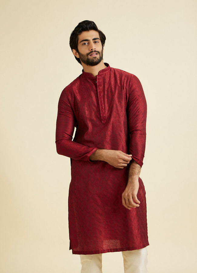 Manyavar Men Maroon Allure Kurta Pajama