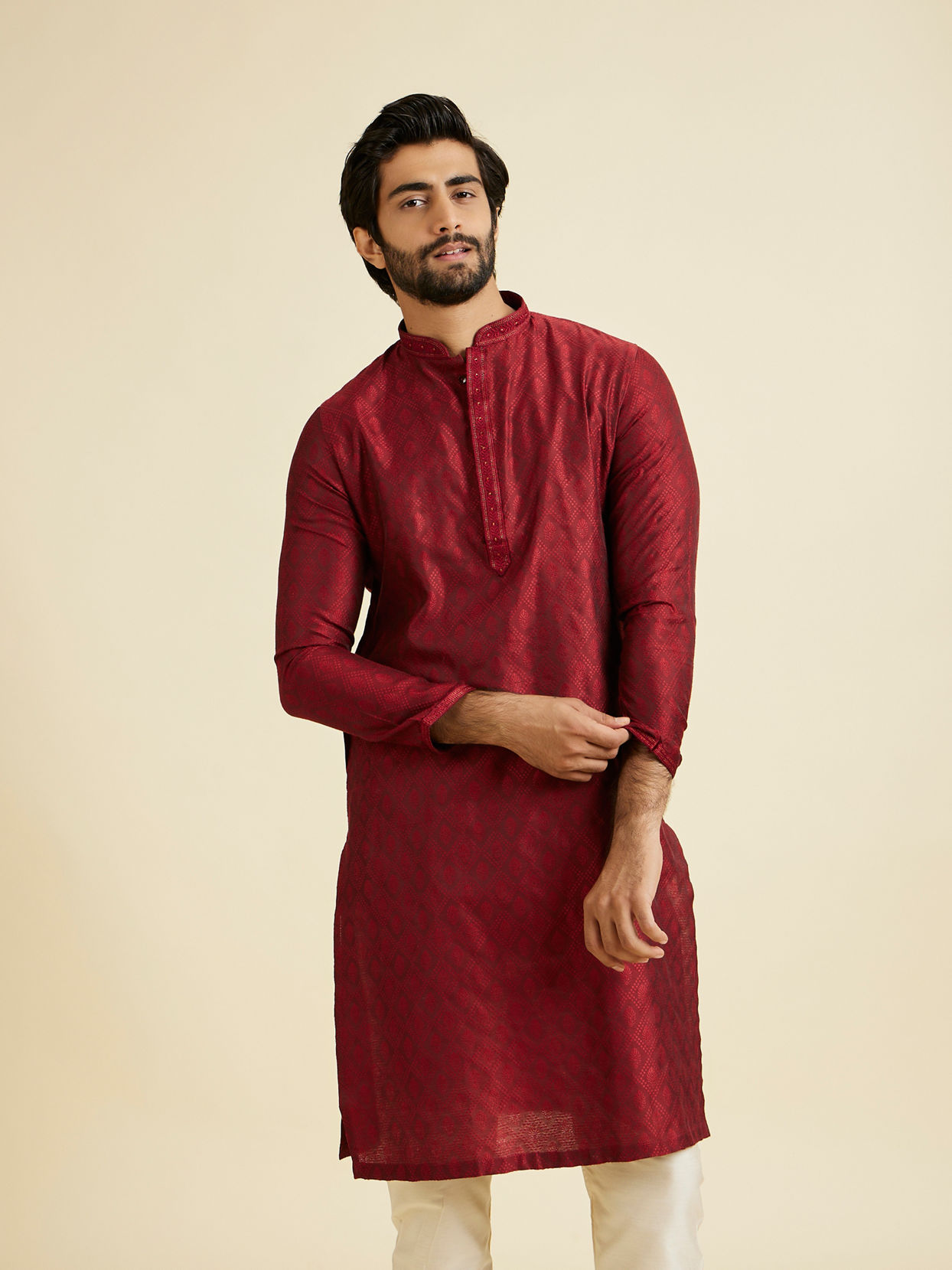 Manyavar Men Maroon Allure Kurta Pajama
