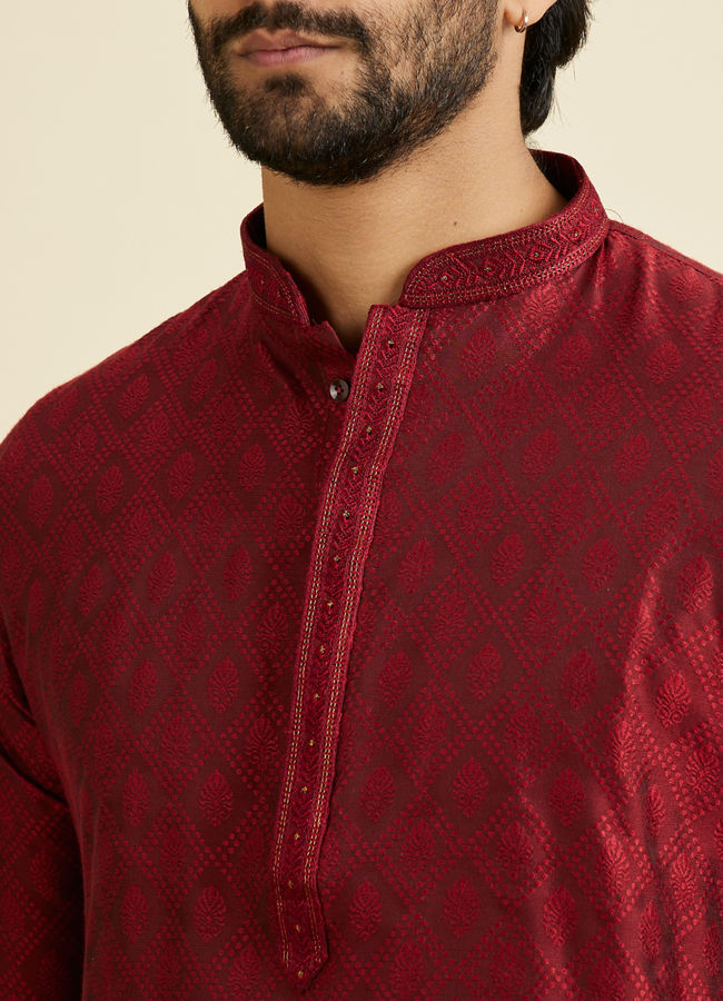 Manyavar Men Maroon Allure Kurta Pajama