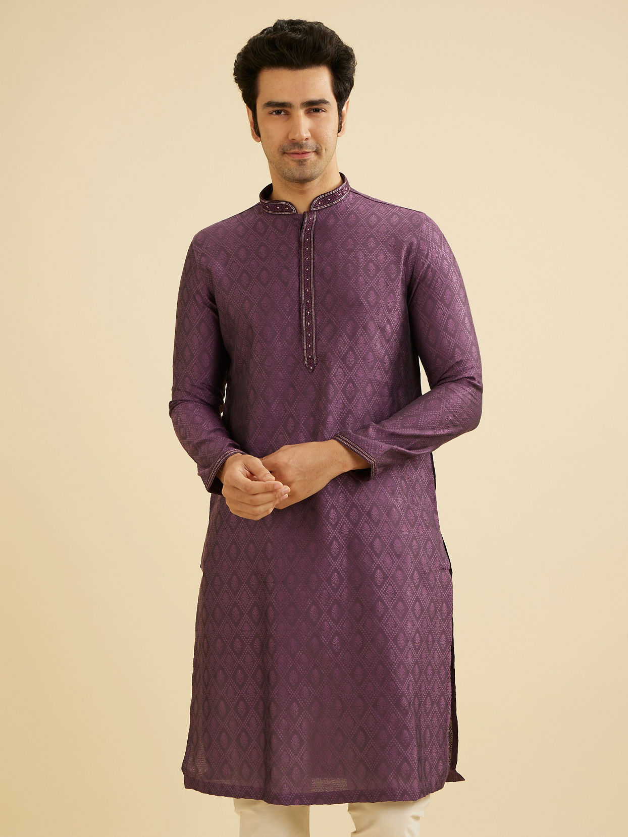 Manyavar Men Royal Purple Delight Kurta Pajama image number 0