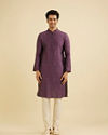 Manyavar Men Dewberry Purple Diamond Patterned Kurta Set