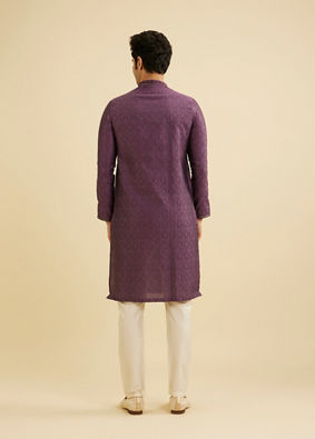 Manyavar Men Dewberry Purple Diamond Patterned Kurta Set image number 5