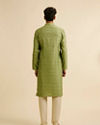 Manyavar Men Light Mid Green Diamond Patterned Kurta Set image number 5