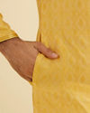 Manyavar Men Sunlit Mustard Blend Elegance Kurta Pajama image number 3