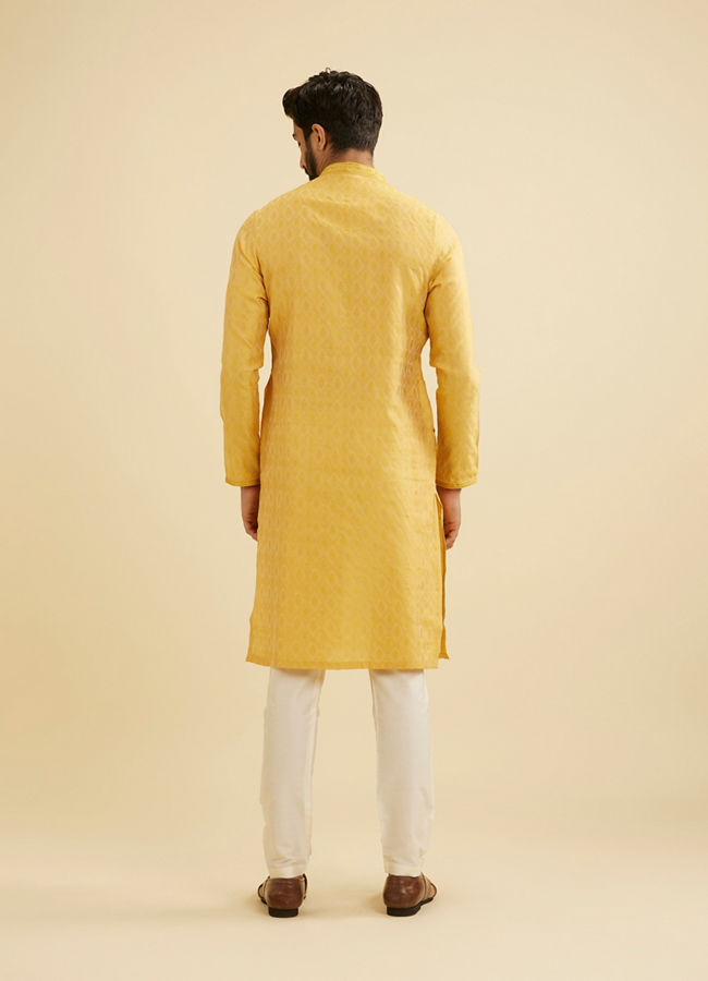 Manyavar Men Sunlit Mustard Blend Elegance Kurta Pajama image number 5