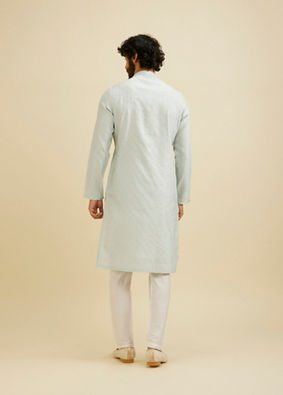 Manyavar Men Ice Blue Diamond Patterned Kurta Set image number 5