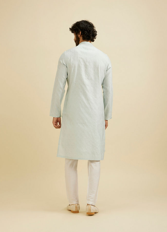 Manyavar Men Ice Blue Diamond Patterned Kurta Set