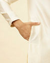 Manyavar Men Cloud Cream Self Patterned Kurta Set
