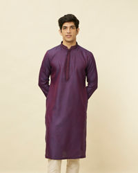 Manyavar Men Mulberry Self Patterned Kurta Set