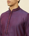 alt message - Manyavar Men Mulberry Self Patterned Kurta Set image number 1