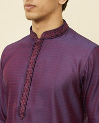 Manyavar Men Mulberry Self Patterned Kurta Set