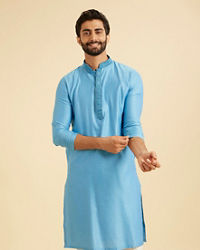 Manyavar Men Light Blue Elegance Kurta Pajama