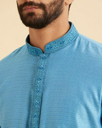 Manyavar Men Light Blue Elegance Kurta Pajama