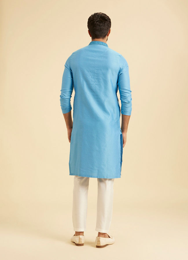 Manyavar Men Light Blue Elegance Kurta Pajama