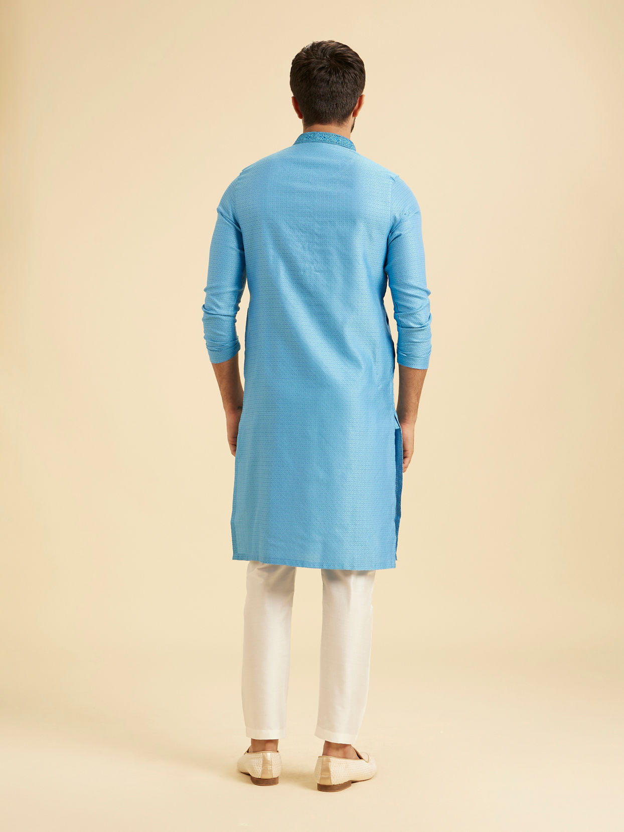 Manyavar Men Light Blue Elegance Kurta Pajama