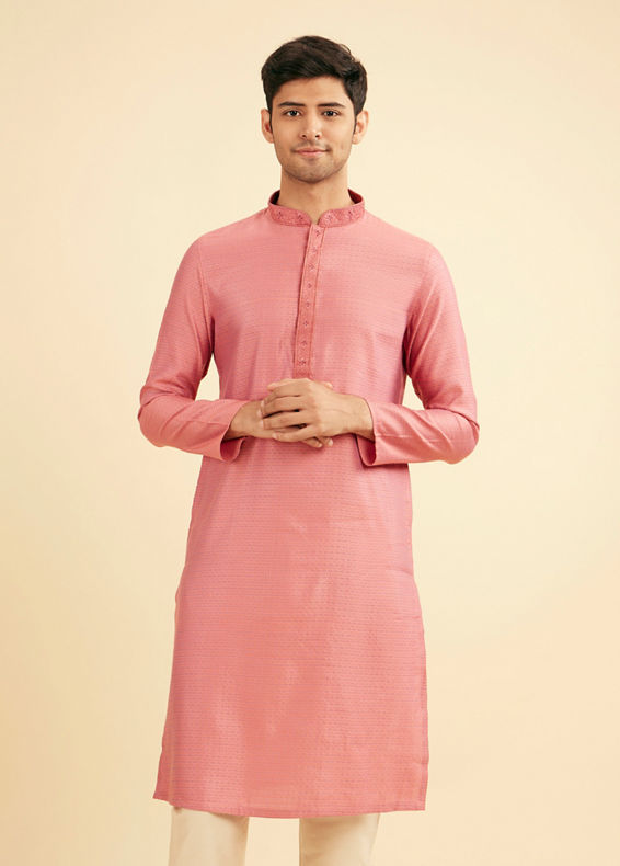 Manyavar Men Dusty Pink Charm Kurta Pajama