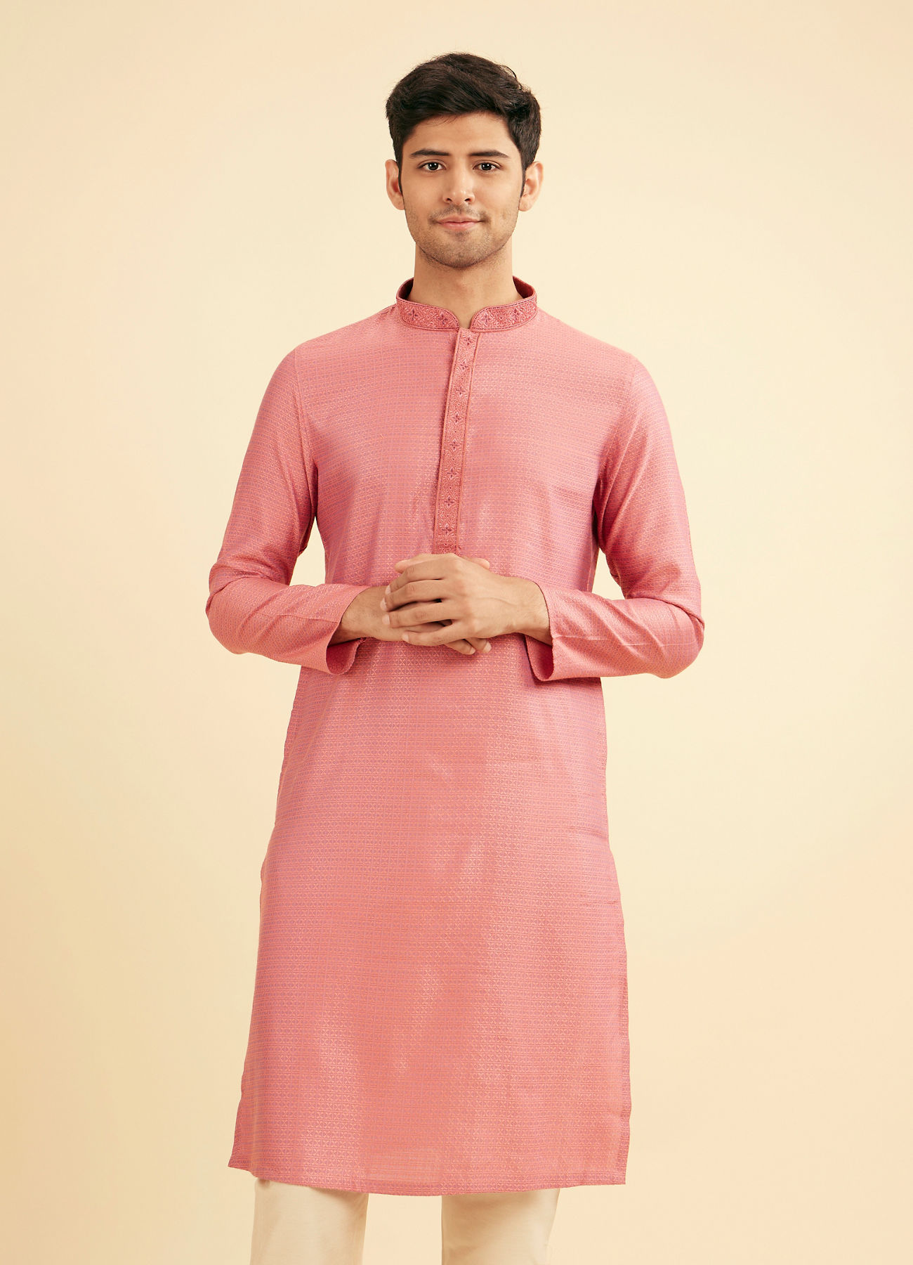 Manyavar Men Dusty Pink Charm Kurta Pajama