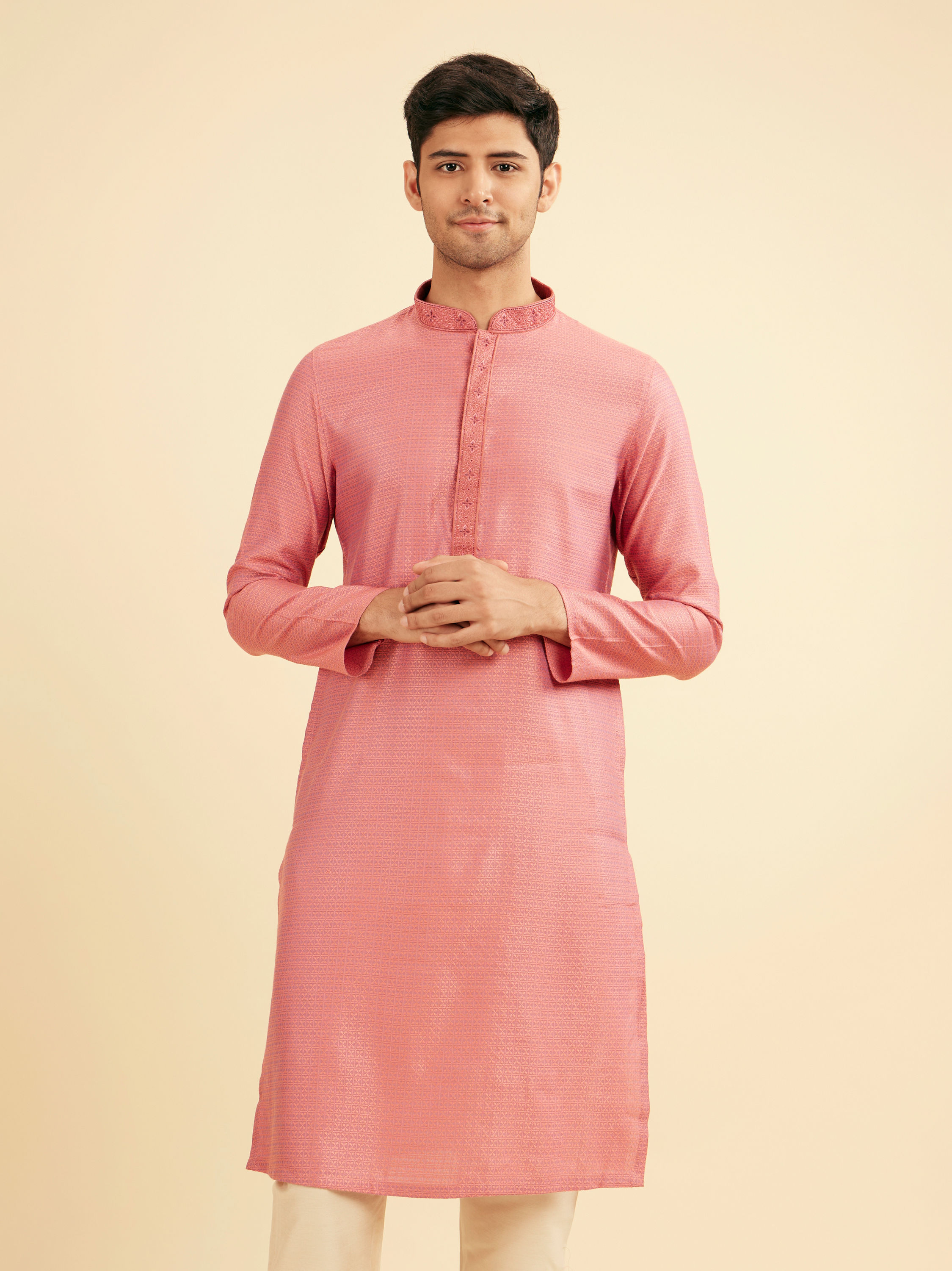 Manyavar Men Dusty Pink Charm Kurta Pajama