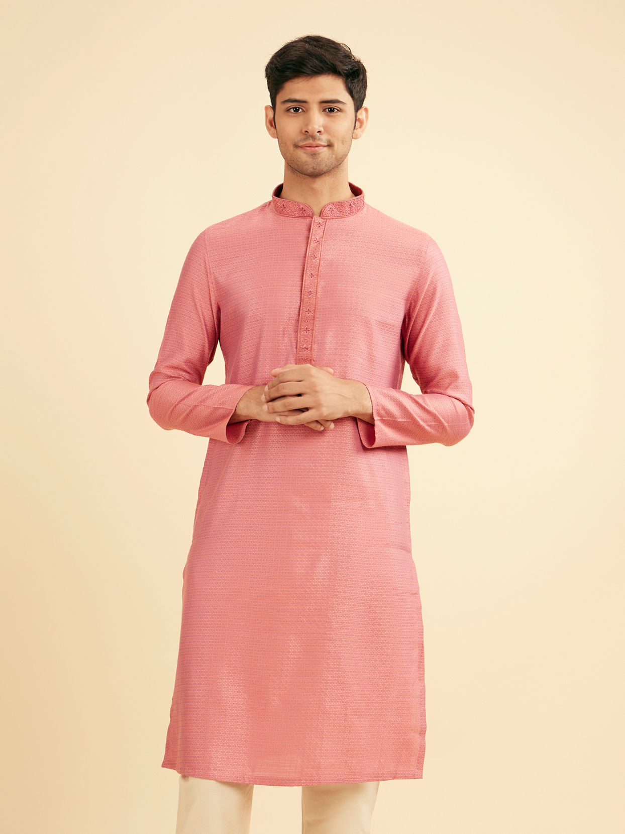 Manyavar Men Dusty Pink Charm Kurta Pajama