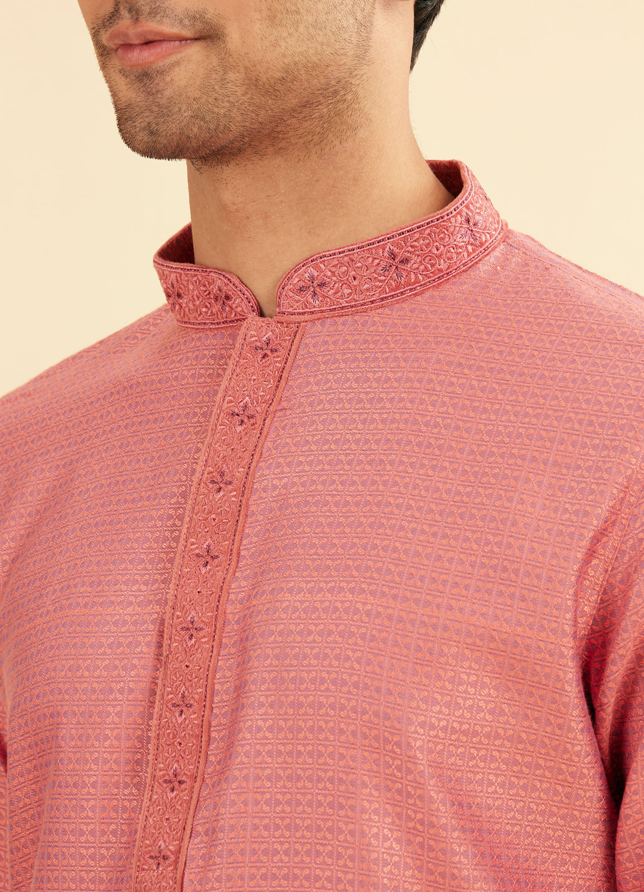Manyavar Men Dusty Pink Charm Kurta Pajama