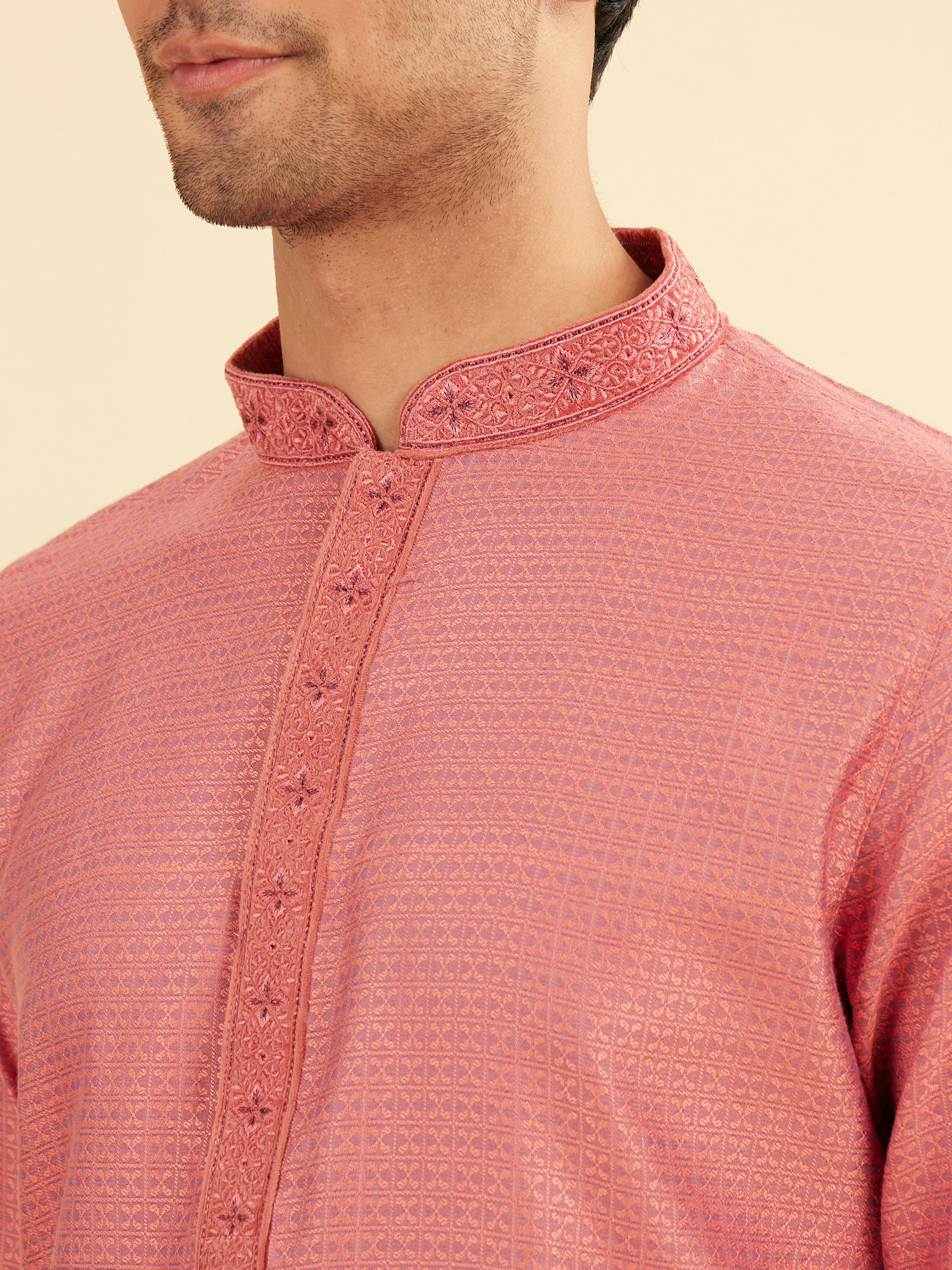 Manyavar Men Dusty Pink Charm Kurta Pajama