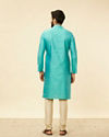 Manyavar Men Tropical Blue Diamond Patterned Kurta Set