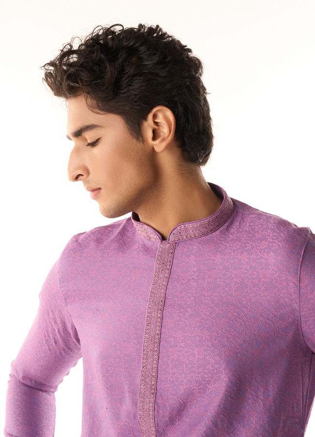 Manyavar Men Regal Purple Kurta Pajama Fiesta