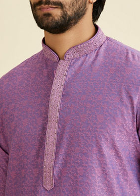 Manyavar Men Regal Purple Kurta Pajama Fiesta