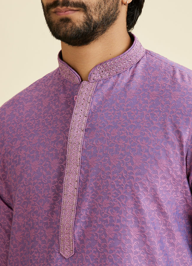 Manyavar Men Regal Purple Kurta Pajama Fiesta