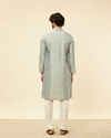 alt message - Manyavar Men Glacier Grey Bel Buti Patterned Kurta Set image number 4